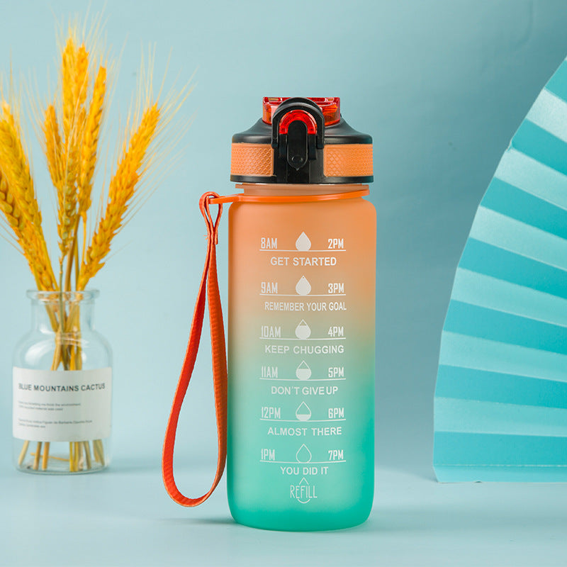 Sport Wasserflasche mit Trinkzeit-Markierung